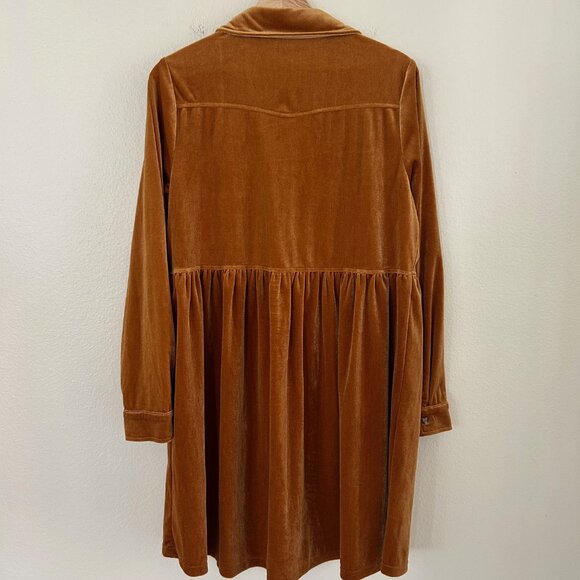 Jodifl Velvet Dress Women SZM Carmel Button Baby Doll Tunic Boho Fairy Cottage - Picture 5 of 10